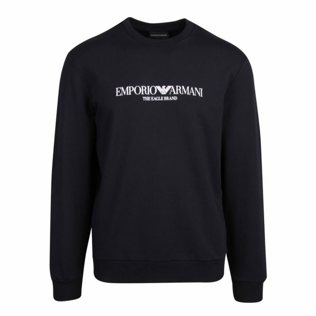 Mens Dark Blue Chest Logo Crew Sweat Top