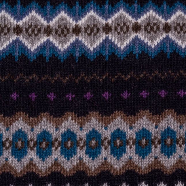 Heritage Mens Navy Caistown Fair Isle Crew Jumper