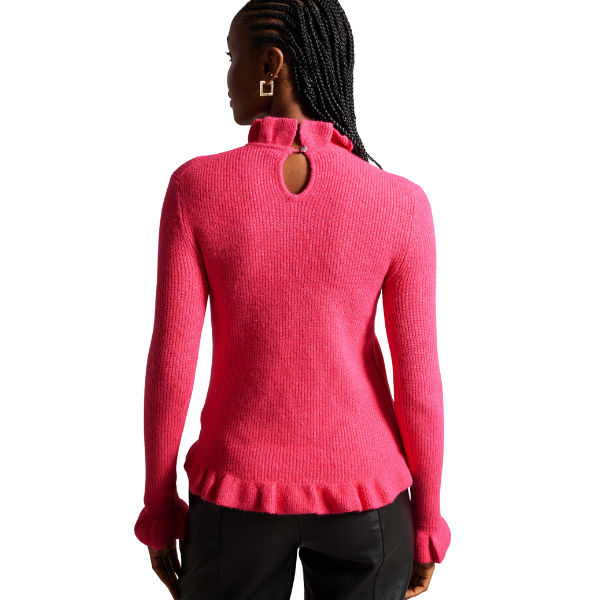 Womens Bright Pink Pipalee Frill Detail Knit