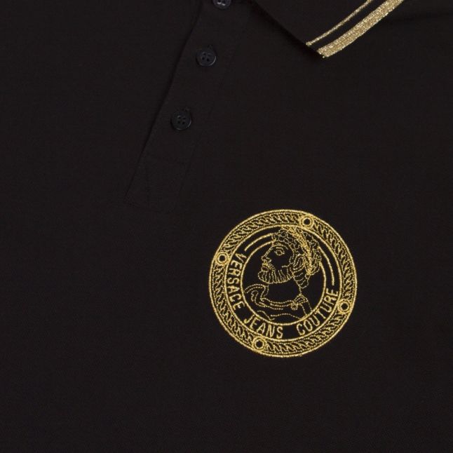 Mens Black Medal Slim Fit S/s Polo Shirt