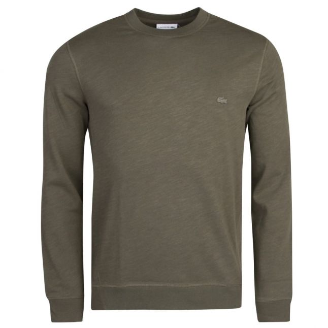 Mens Green Fleece Crew Sweat Top