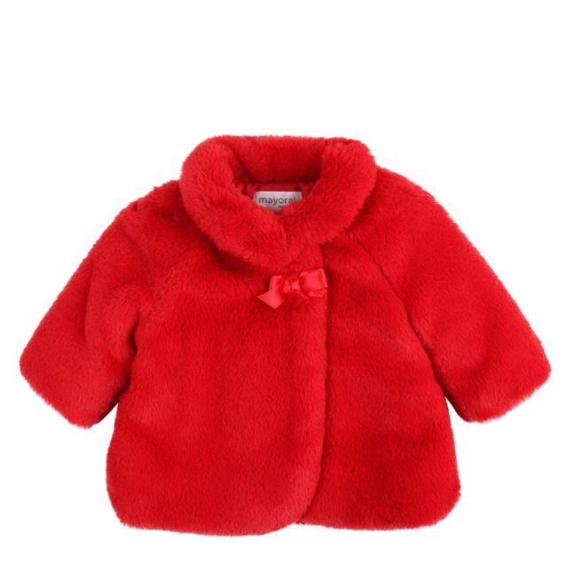 Baby Cherry Faux Fur Bow Coat