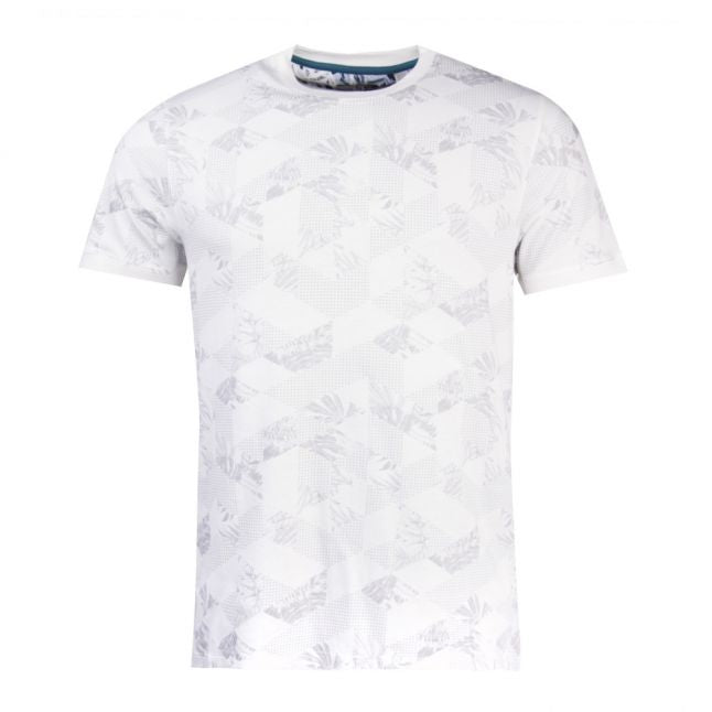 Mens White Tots Floral Geo S/s Polo Shirt