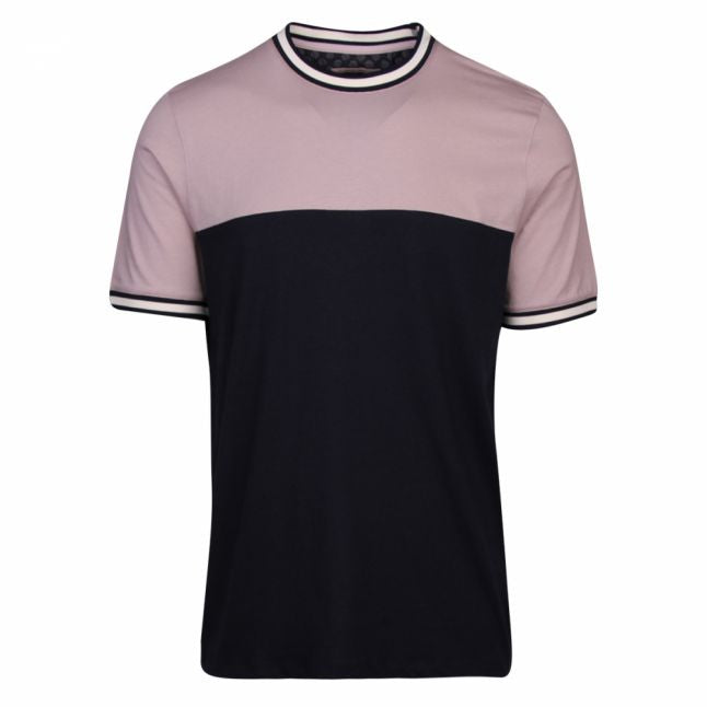 Mens Dusky Pink Silva Paneled S/s T Shirt