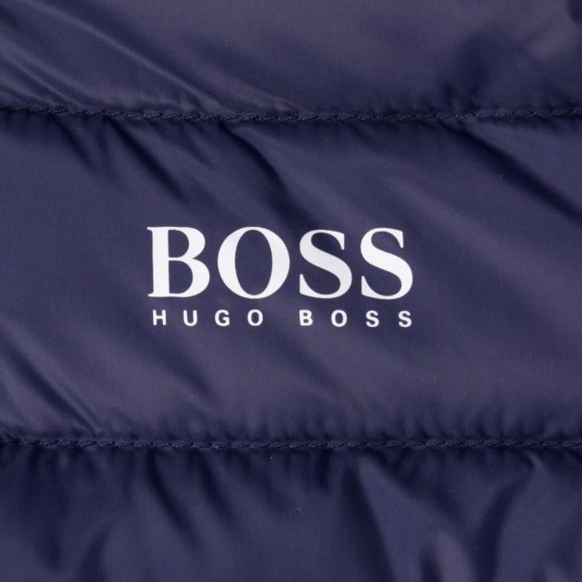 Boys Navy Branded Hooded Puffer Jacket