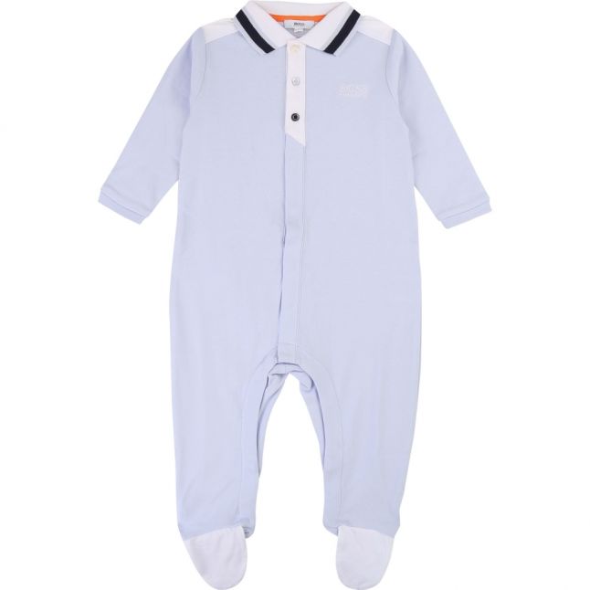 Baby Pale Blue Contrast Polo Babygrow