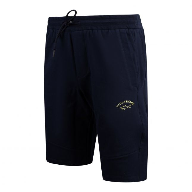 Mens Navy Colour Logo Sweat Shorts