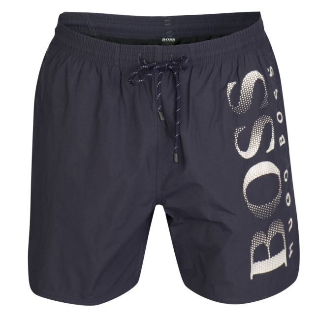 Mens Dark Grey Octopus Side Logo Swim Shorts