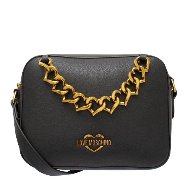 Womens Black Heart Chain Camera Bag