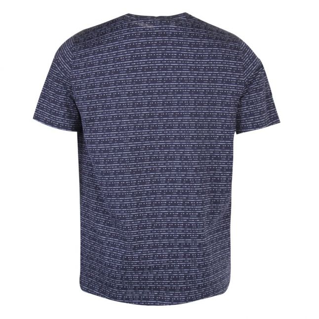 Mens Blue Textured Stripe Reg S/s T