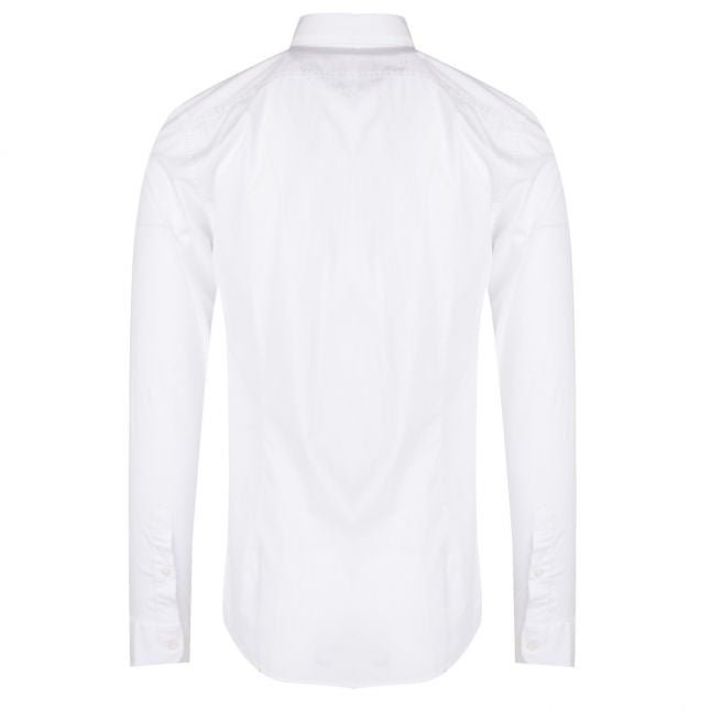 Mens Optical White Peace Badge Slim Fit L/s Shirt