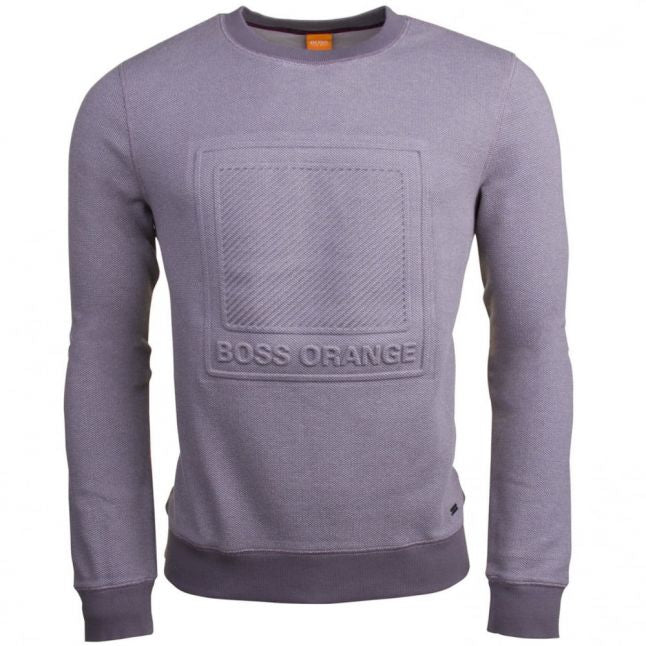 Orange Mens Light Grey Wack Embossed Crew Sweat Top