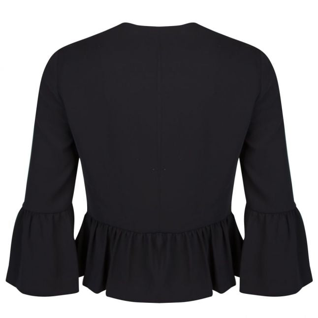 Womens Black Ruched Peplum Jacket