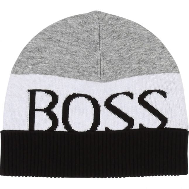 Boys Black Branded Knitted Hat