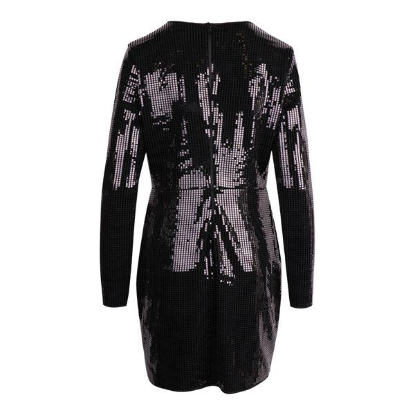 Womens Black Hot Fixed Sequin Bodycon Dress