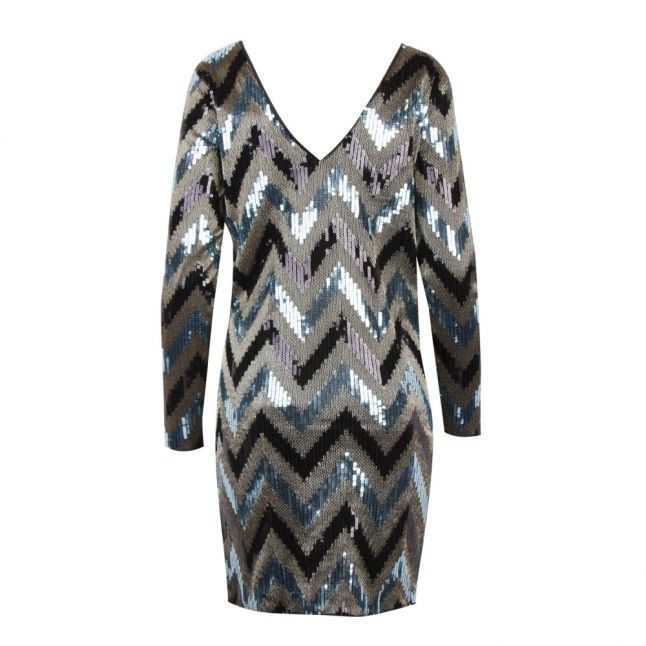 Womens Black Visparky Sequin Chevron Dress