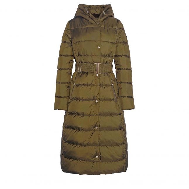 Womens Empire Green Track Line Long Puffer Coat