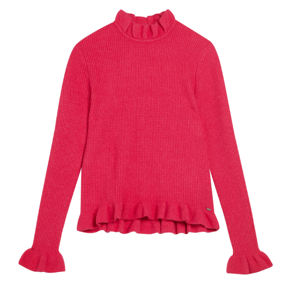 Womens Bright Pink Pipalee Frill Detail Knit