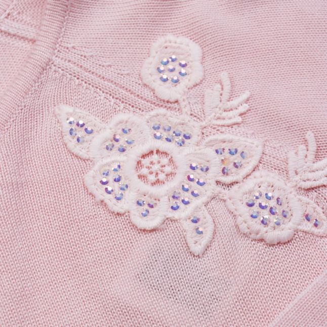 Girls Blush Embroidered Frill Cardigan