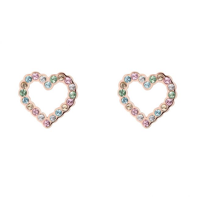 Womens Rose Gold/Pastel Leenah Crystal Heart Studs