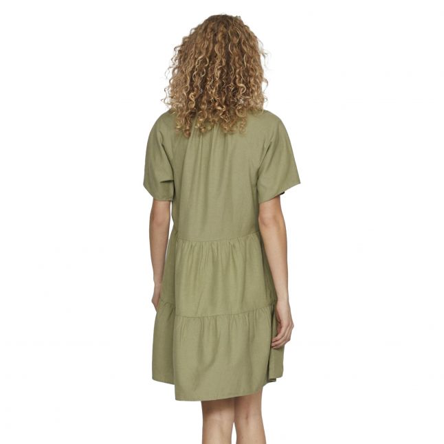 Womens Oil Green Viprisilla V-Neck Short Dress