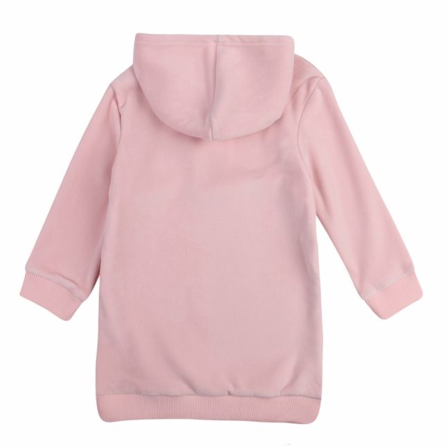 Girls Pink Velvet Rainbow Hooded Dress