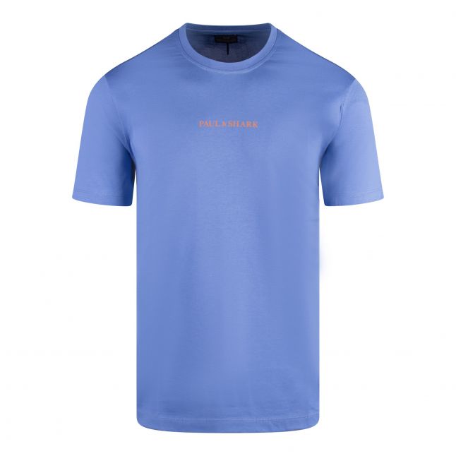 Mens Light Cadet Blue Centre Logo S/s T Shirt