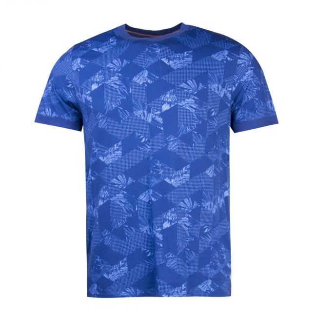 Mens Bright Blue Tots Floral Geo S/s Polo