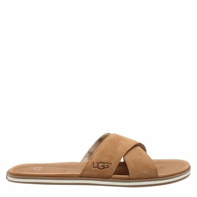 Mens Chestnut Beach Suede Slides