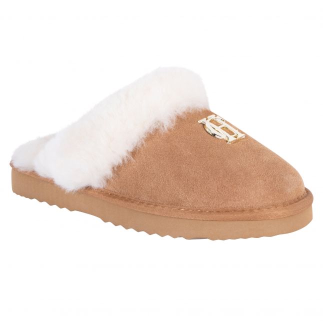 Womens Tan Shearling Slippers