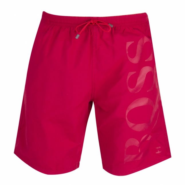 Mens Dark Red Orca Tonal Logo Swim Shorts