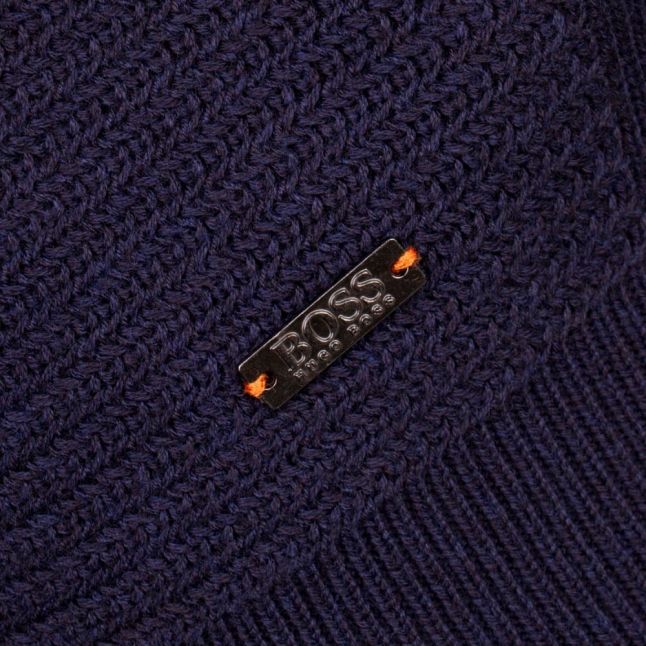 Casual Mens Dark Blue Kelvor Crew Knitted Jumper