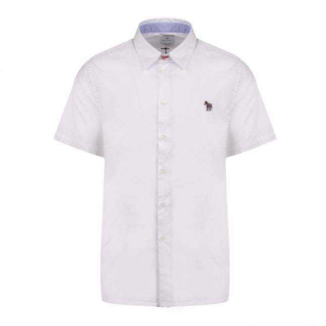 Mens White Classic Zebra Casual S/s Shirt