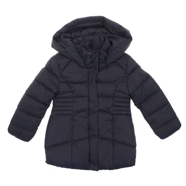 Girls Navy Basic Quilted Hooded Coat