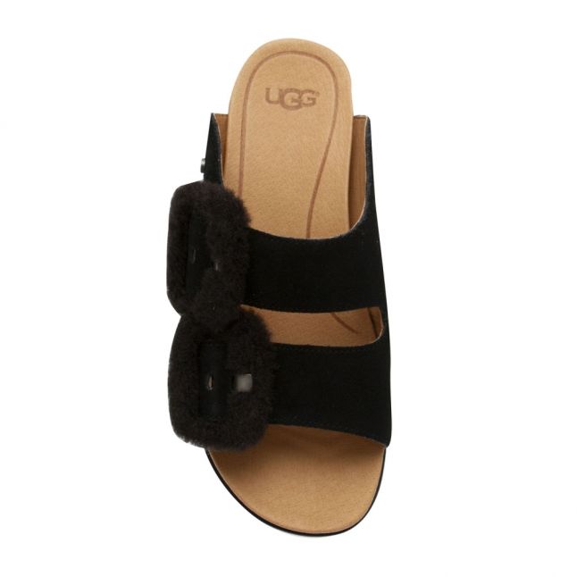 Womens Black Fluff Indio Slides