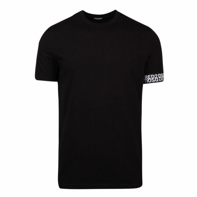 Mens Black Logo Band Arm S/s T Shirt