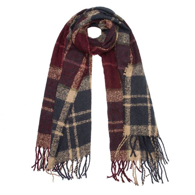 Womens Damson Tartan Boucle Scarf