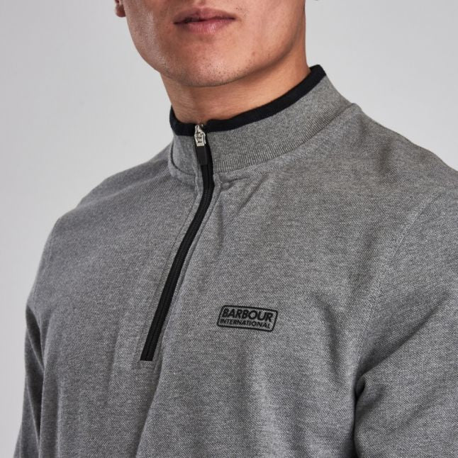 Mens Anthracite Marl Bleaser Half Zip Sweat Top