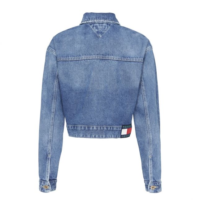 Womens Mid Blue Cropped Denim Jacket