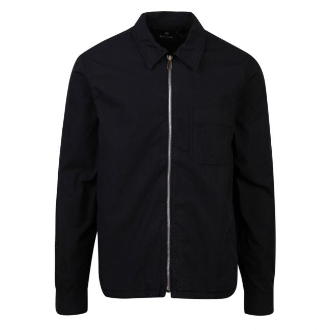 Mens Dark Navy Zip Front Overshirt