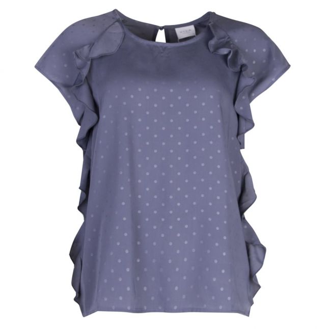 Womens Blue Vidizza Ruffle Spot Top