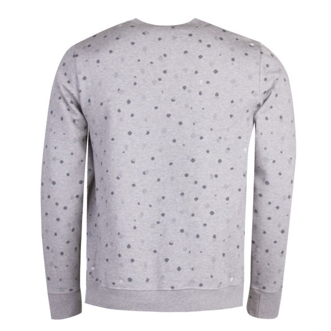 Mens Grey Melange Spot Crew Sweat Top