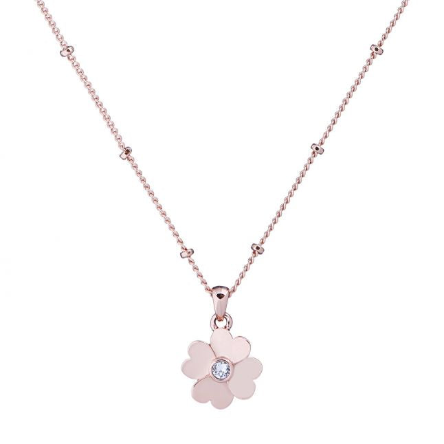 Womens Rose Gold/Crystal Hamlyi Flower Pendant Necklace