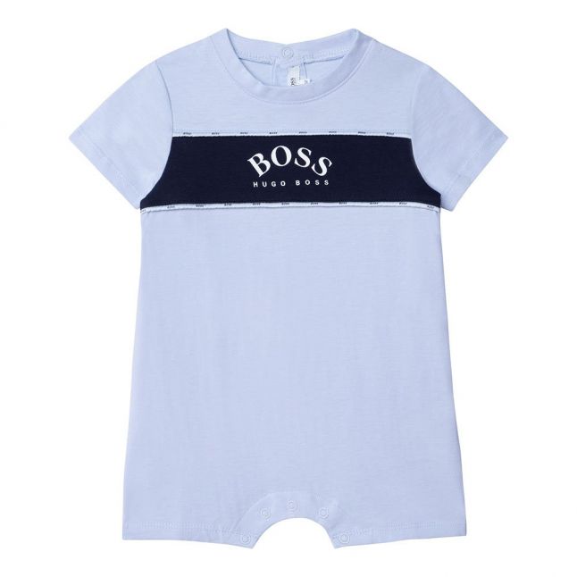 Baby Pale Blue Logo Tape S/s Romper