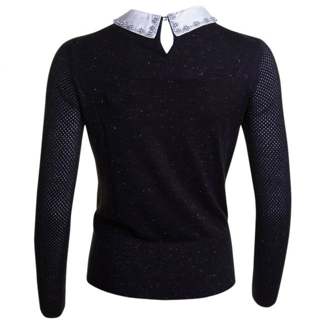 Womens Black Helin Sparkle Collar Knitted Top