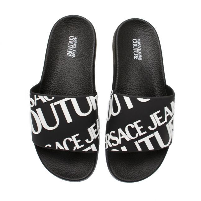 Womens Black Branded Logo Slides