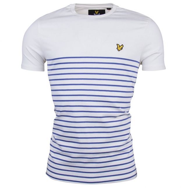 Mens Storm Blue Breton Stripe S/s Tee Shirt