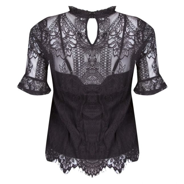 Womens Black Vikarla Lace Detail Top