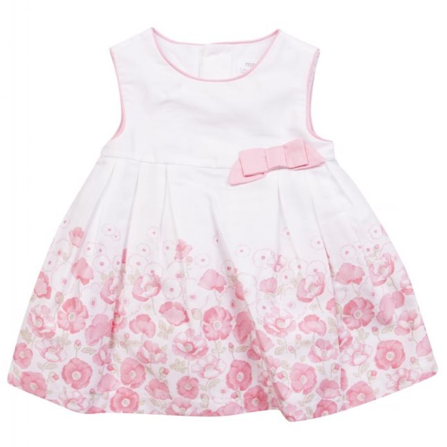 Baby White And Rose Flower Print Dress