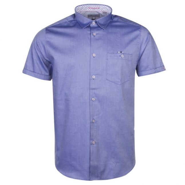 Mens Blue Wallo Oxford S/s Shirt